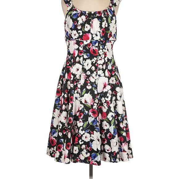 White House Black Market Black Dress with Pink & White Floral Print - Picture 2 of 4